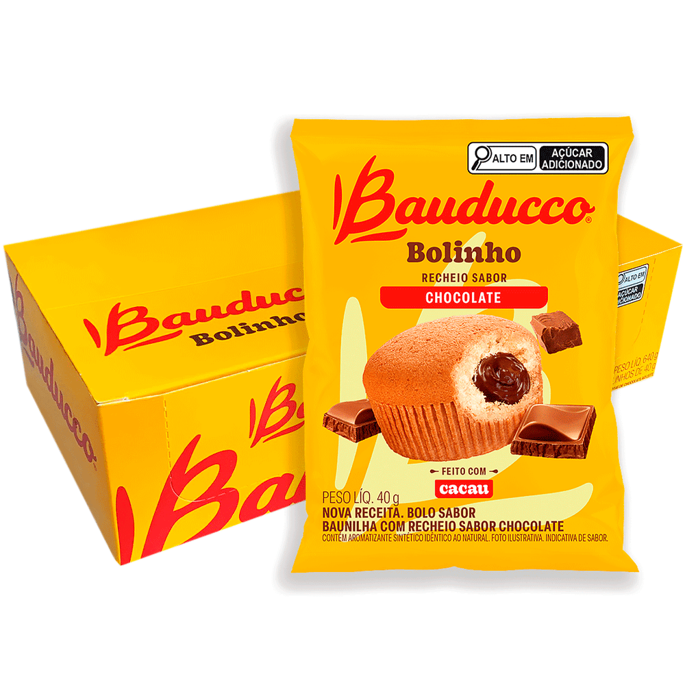 Bauducco Bolinho Baunilha com Recheio Chocolate. Caixa com 16 Unidades (640g)